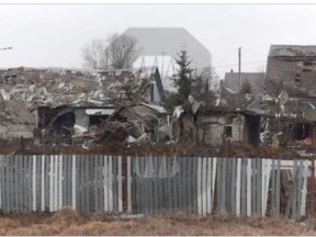 This image from social media shows the damage from a drone blast in the Russian town of Kireyevsk, south of Moscow on March 26, 2023.