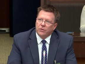 Former CSIS counterintelligence officer Michel Juneau-Katsuya testifies before the House of Commons ethics committee on March 31, 2023. "Every federal government, from Mr. Mulroney to Mr. Trudeau today, have been compromised by agents of communist China," he told MPs.