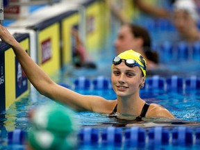 FILE: Summer McIntosh reacts after winning the Women's 400m Individual Medley Final during the Toyota U.S. Open Championships at Greensboro Aquatic Center on December 02, 2022 in Greensboro, North Carolina.
