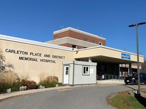 A November 2022 file photo shows the emergency department entrance at Carleton Place & District Memorial Hospital.