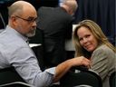 Convoy protest organizers Chris Barber, left, and Tamara Lich are seen here in a file photo taken during the Public Order Emergency Commission inquiry last Novemeber.