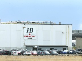 The Harmony Beef facility near Balzac, Alta., north of Calgary is shown on Wednesday, May 6, 2020.