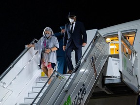 Governor General Mary Simon and Whit Fraser arrive in Berlin, Germany on Oct. 17, 2021.