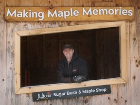 Scott Deugo, co-owner of Fulton’s Sugar Bush at the company’s Maple Sugar Bush and Maple Shop,