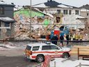 A file photo shows emergency responders on the scene of the Orléans explosion on Feb. 13.