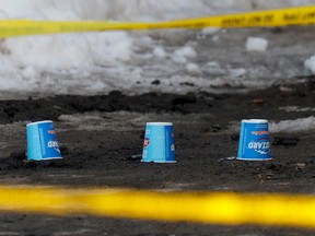 Three Dairy Queen mugs were used to mark the evidence on Wednesday.