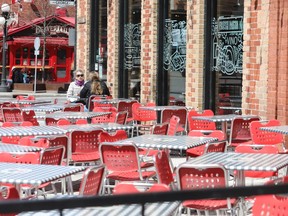 A file photo of spring patio season in the ByWard Market at the Grand Pizzeria in April 2022.