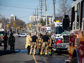 Emergency crews were on the scene of a fire on McArthur Avenue Saturday, April 15, 2023.