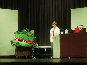 Beckett Janvier, performs as Seymour Krelborn, during Lester B Pearson High School's Cappies Production of Little Shop of Horrors, on April 20, 2023, in Ottawa, ON.