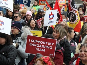 PSAC held a rally for families with younger children who will be impacted by return-to-office orders for public servants as they search for childcare, March 31, 2023.
