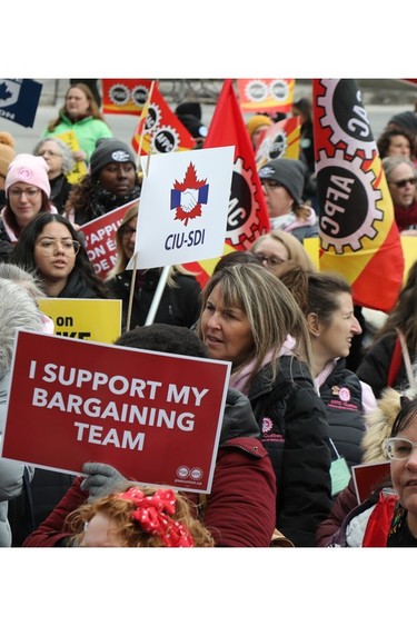 PSAC held a rally for families with younger children who will be impacted by return-to-office orders for public servants as they search for childcare, March 31, 2023.