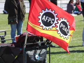 PSAC strikers on Parliament Hill in Ottawa, April 20, 2023.