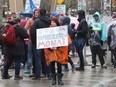 PSAC strikers on Elgin Street in Ottawa on April 24, 2023.