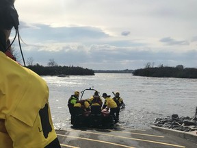 Ottawa Fire Services Water Rescue Teams were dispatched to Lemieux Island after three kayakers flipped into the water and their kayaks sank. All three individuals were wearing PFDs and were rescued by Water Rescue Teams and safely brought back to shore and placed in the care of Ottawa paramedics.