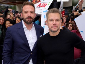 Ben Affleck and Matt Damon attend the "AIR" world premiere during the 2023 SXSW Conference and Festivals at The Paramount Theater on March 18, 2023 in Austin, Texas.