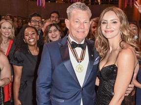 David Foster and Katharine McPhee on the red carpet at the Governor General's Performing Arts Awards Gala in 2022.