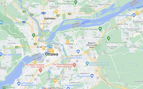 PSAC released multiple picket line locations (yellow) in Ottawa and Gatineau