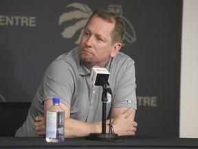 Raptors coach Nick Nurse speaks to the media a day after their season ended.
