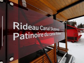 An empty Rideau Canal Skateway in Ottawa