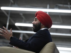 Minister of Innovation, Science and Industry Navdeep Bains participates in a panel discussion in Ottawa, on Thursday, Dec. 10, 2020. Bains is joining Rogers as the company's new chief corporate affairs officer.