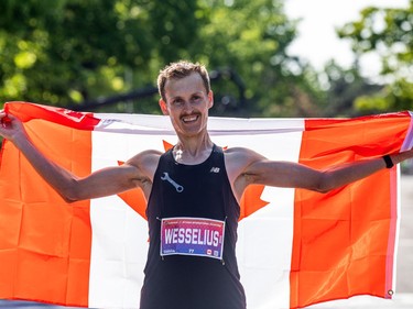 Lee Wesselius, the top Canadian man to finish the marathon,