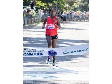 Waganesh Mekasha, top female finisher of the marathon
