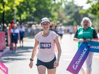 Louise Ghesquiere, the top female finisher in the half marathon