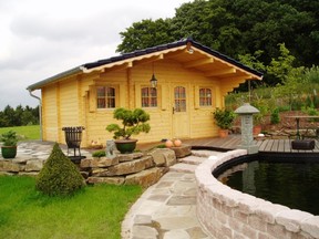 This economical milled log home comes as a kit that’s easy to assemble. Cost for the shell of buildings like this runs $60 to $80 per square foot.
