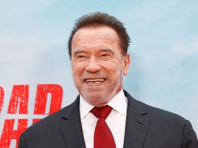 Arnold Schwarzenegger arrives for the premiere of "Fubar" at The Grove in Los Angeles, California, on May 22, 2023.