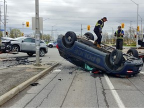 One person was injured in this crash between an SUV and an Ottawa Police Services cruiser Thursday. PHOTO COURTESY OF PAUL GODIN