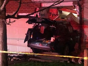 A 16-year-old girl from Montreal is in custody after this vehicle crashed into a home on Lloydalex Crescent in Stittsville on Wednesday night.