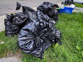 Garbage bags at the curb
