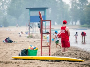 Lifeguard on hazy beach
