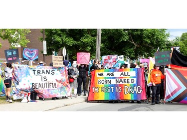 Transgender rights supporters rally against anti-'gender ideology' activist