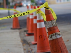 Traffic construction orange cones