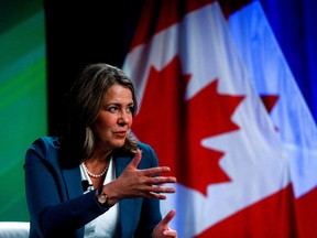 Alberta Premier Danielle Smith speaks during the Canada Strong and Free Networking Conference on March 23, 2023.