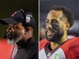 Redblacks head coach Bob Dyce and defensive back Justin Howell