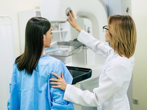 Woman undergoing breast screening