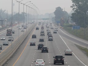 A haze blanketed Ottawa Monday
