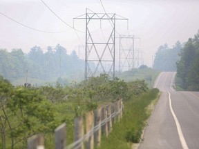 Hydro Quebec power lines running through the province.