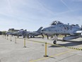 An A-10, a F-16, a Saab JAS39 and a Tornado fighter plane are presented at Jagel airbase prior to NATO's Air Defender 2023 military exercises in Jagel, Germany, on June 9, 2023. With 250 participating aircraft from 25 nations and 10,000 military personnel (excluding Canada), it is the biggest air exercise ever of the NATO military alliance.