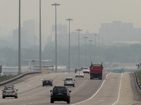 The hazy skyline over downtown Ottawa