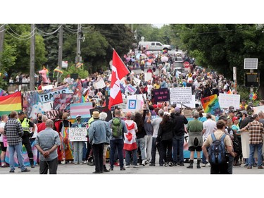 The two groups clashed on Broadview Avenue almost right in front of Notre Dame High School.