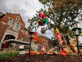 A makeshift memorial is seen outside the former Kamloops Indian Residential School in Kamloops, British Columbia.