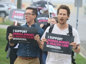 Registered nurses in a picket line