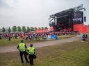 Police officers look on during Canada Day celebrations at LeBreton Flats Park on Saturday, July 1, 2023.