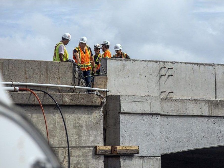 Construction crews were working on the bridge replacement at the 417 and Bronson Avenue, Sunday, July 16, 2023. 
