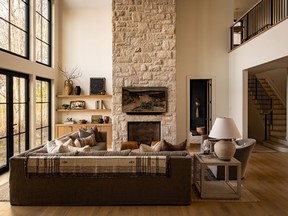 Stone fireplace