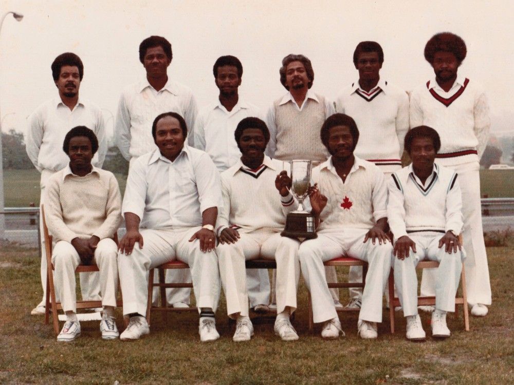 Ewart Walters, front row, second from the left, poses with the Bel-Air Cricket Club, Ottawa champions, 1983-84.