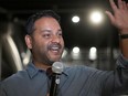 Conservative Party of Canada candidate Shuvaloy Majumdar Shuvaloy Majumdar speaks to supporters after he won the Calgary Heritage byelection in Calgary on Monday, July 24, 2024.